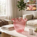 Decorative ruffled flower pot planter with scalloped rim