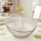 Stylish gold accent decorative plastic fruit bowl as a dining table centerpiece