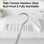 Close-up of the varied tips of the stainless steel toothpicks for thorough cleaning.