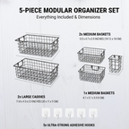 Metal shower storage baskets designed for shower head installation and organization