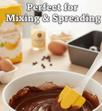 Silicone spatula with baking ingredients illustrating its use in baking