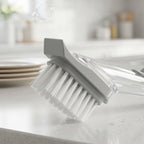 Close-up of tough bristles on dish scrub brush