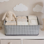 Foldable fabric cloth organizer basket with sturdy sides and handles