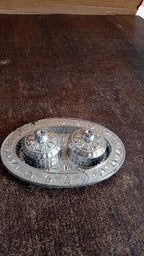Decorative oval puja thali in mix design for festivals