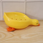 Duck-shaped soap holder box with drainage for kids bathroom