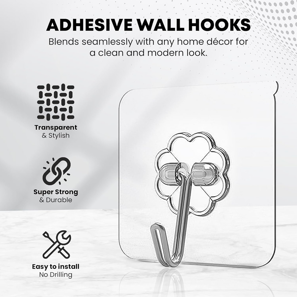 Diagram showing 6cm length and width of the stainless steel adhesive hook.