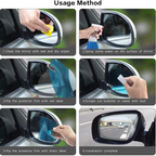 A driver's clear view through a side mirror protected by the car mirror anti fog film.