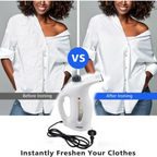 Handheld steamer with a visible water tank, showcasing its user-friendly design and ease of refill.