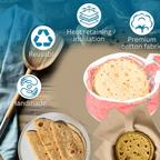 Folded cotton chapatti casserole box, demonstrating its flexible and easy-to-store nature.