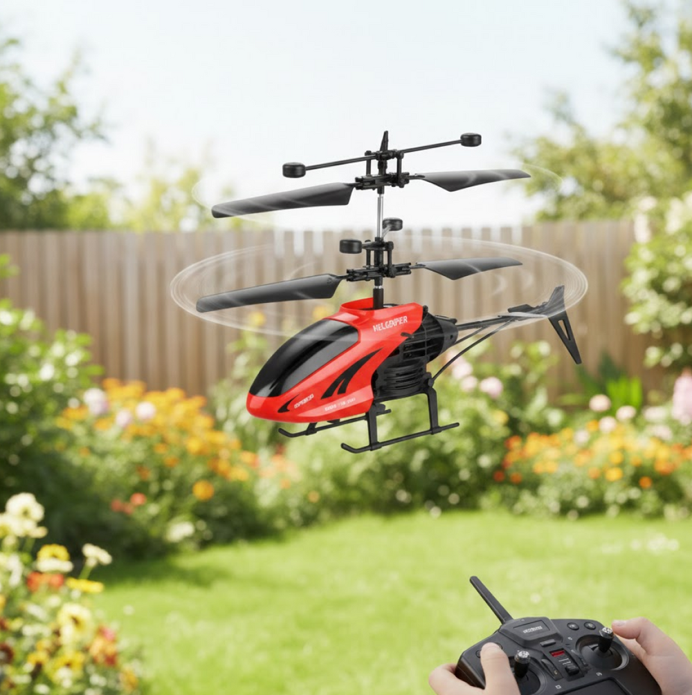 Diagram illustrating the key features and components of the Remote Control Helicopter toy.