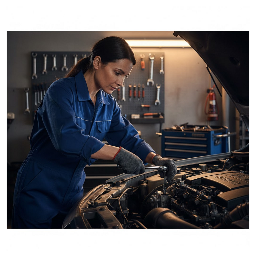 The BoltForce socket wrench set laid out, showcasing the variety of 6-point metric sockets.