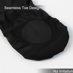 Close-up of cushioned zones on no-show liner socks for pressure relief
