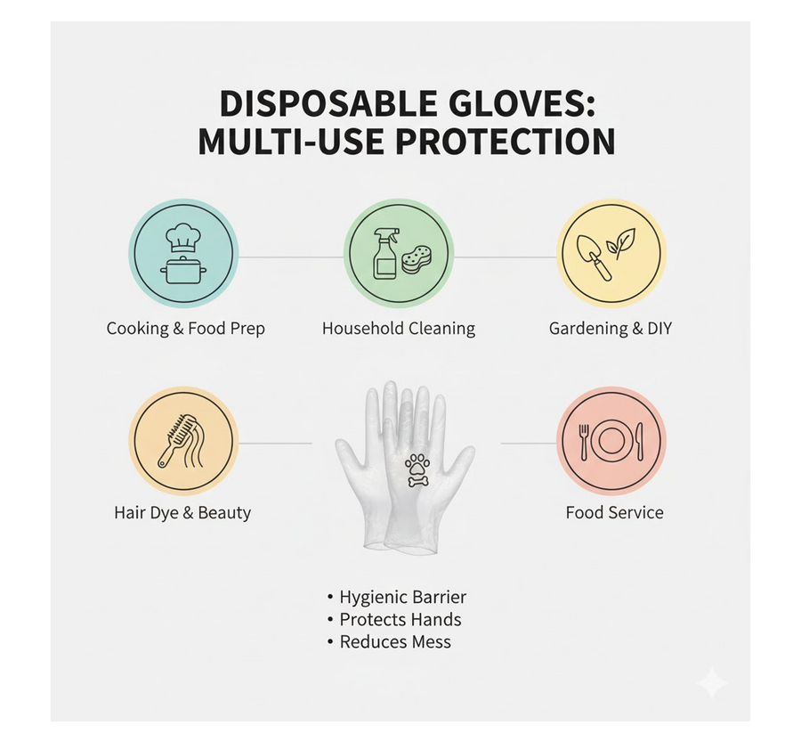 Disposable Gloves – Large Clear Plastic, 100 Pcs | Grow Wear