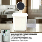 Compact plastic bathroom organizer ideal for toothbrushes and toothpaste storage.