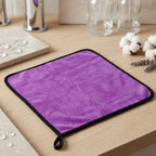 Soft purple microfiber cloth folded