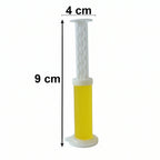 Hand holding toilet gel cleaner showing product size and design