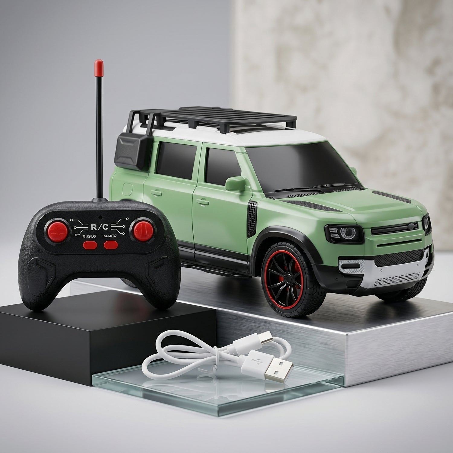 High speed RC car with LED lights for kids