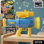 Kids playing outdoors with bubble gun toy