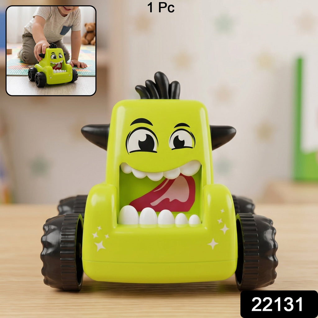 Assorted cartoon monster push back car toys in their colourful packaging.