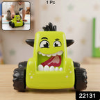 Assorted cartoon monster push back car toys in their colourful packaging.