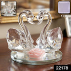Beautiful crystal swan showpiece with mirror base for home display