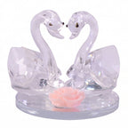 White background showing crystal swan showpiece with dimensions