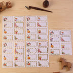 Floral foil gift tag stickers with gold borders for elegant gifting
