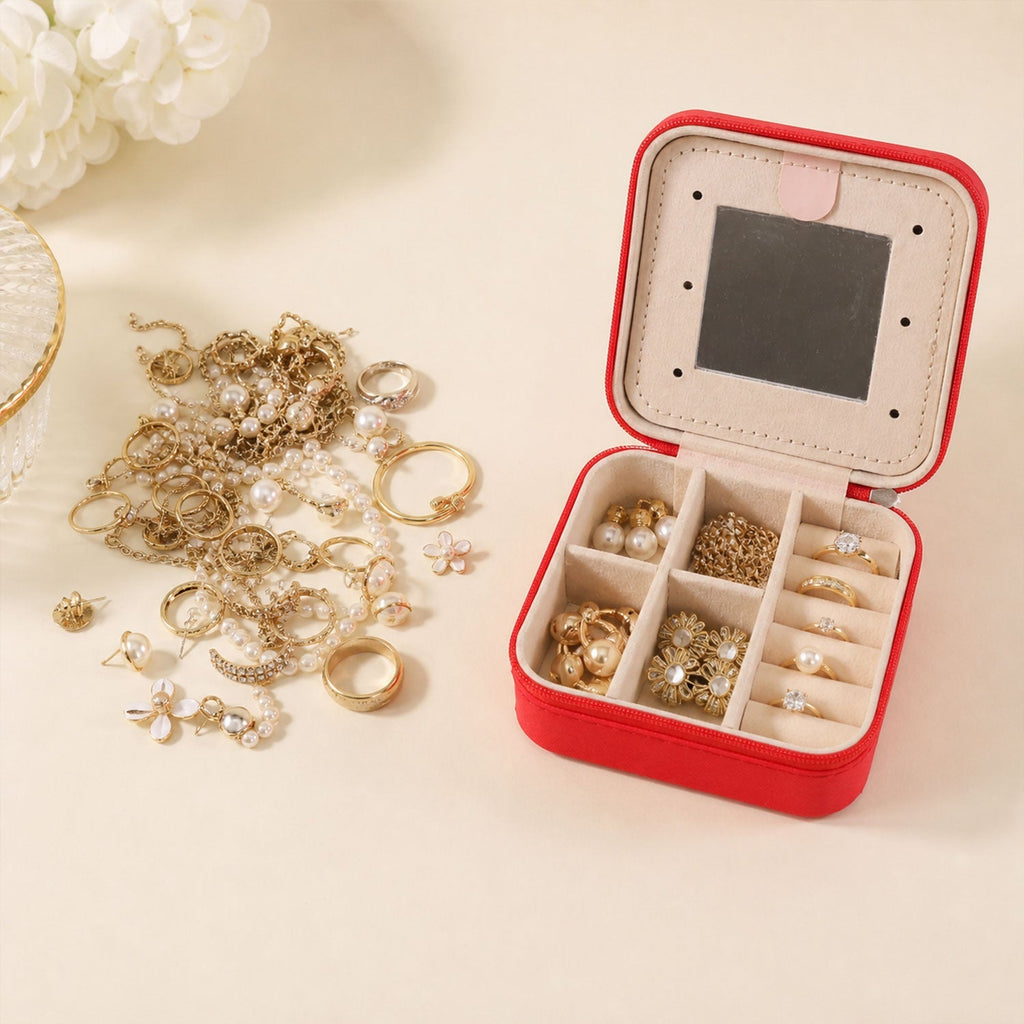 Jewelry box with rings and earrings storage