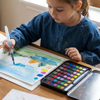 Solid watercolor palette used for art painting