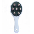 Portable blue-handled handheld body massager.