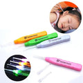 Two different spoon sizes and precise tweezer included with LED Flashlight Earpick