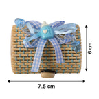 Mini bamboo gift box with illustrated dimensions on a white background