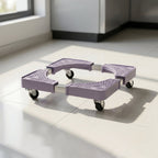 Stand under refrigerator demonstrating adjustable size