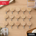 Stylish wooden look wall hooks 18 pack