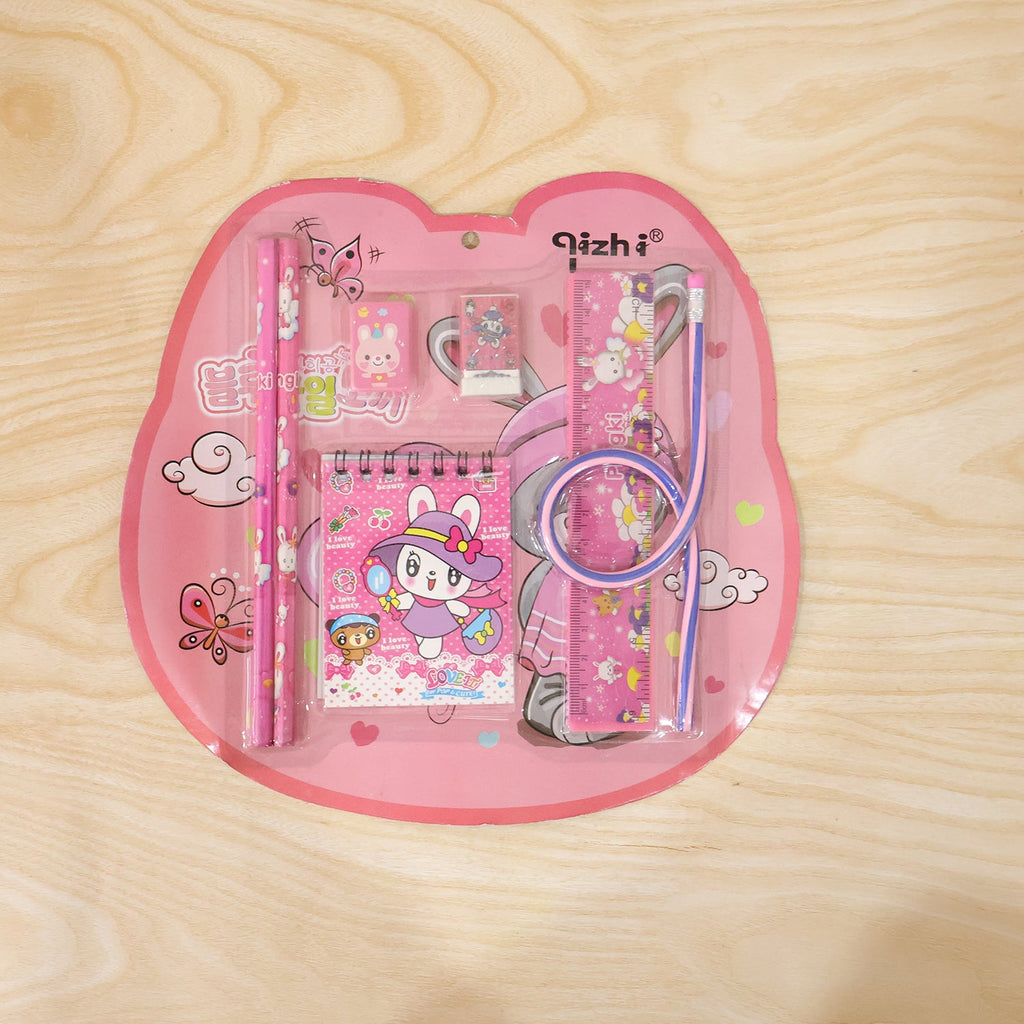 Stationery set in original blister pack, pink design