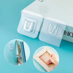 Punch free plastic adhesive wall hook for everyday home use.