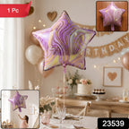 Vibrant star marble balloon with shiny surface