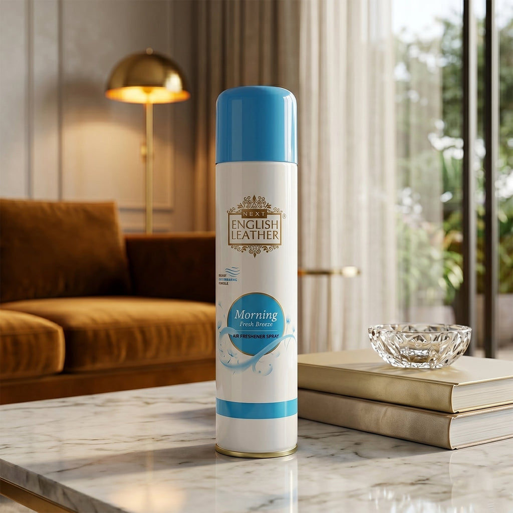 Next English Leather Morning Fresh Breeze air freshener spray can with crisp scent