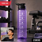 Motivational water bottle pack with time markers and flip lid