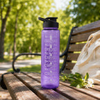 Water bottle with time marker and flip lid for hydration