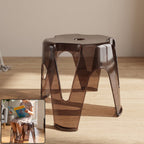 Modern lightweight plastic sitting stool with arch-leg design