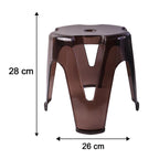 Size guide for plastic sitting stool in various dimensions