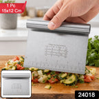 Stainless steel bench scraper with ruler markings for baking