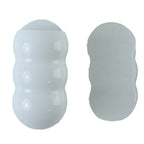 White plastic caterpillar storage holder front and back on white background