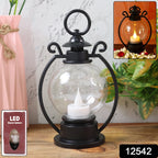 Battery operated LED storm lantern with classic round glass globe