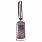 Slim stainless steel cheese grater on white background