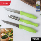 Stainless steel knives and peeler with ergonomic handles for home & professional kitchens