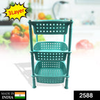 Black 3-layer square kitchen trolley basket in a modern kitchen.