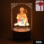 Close-up of 3D Lord Hanuman Frame with glowing LED for spiritual home decor
