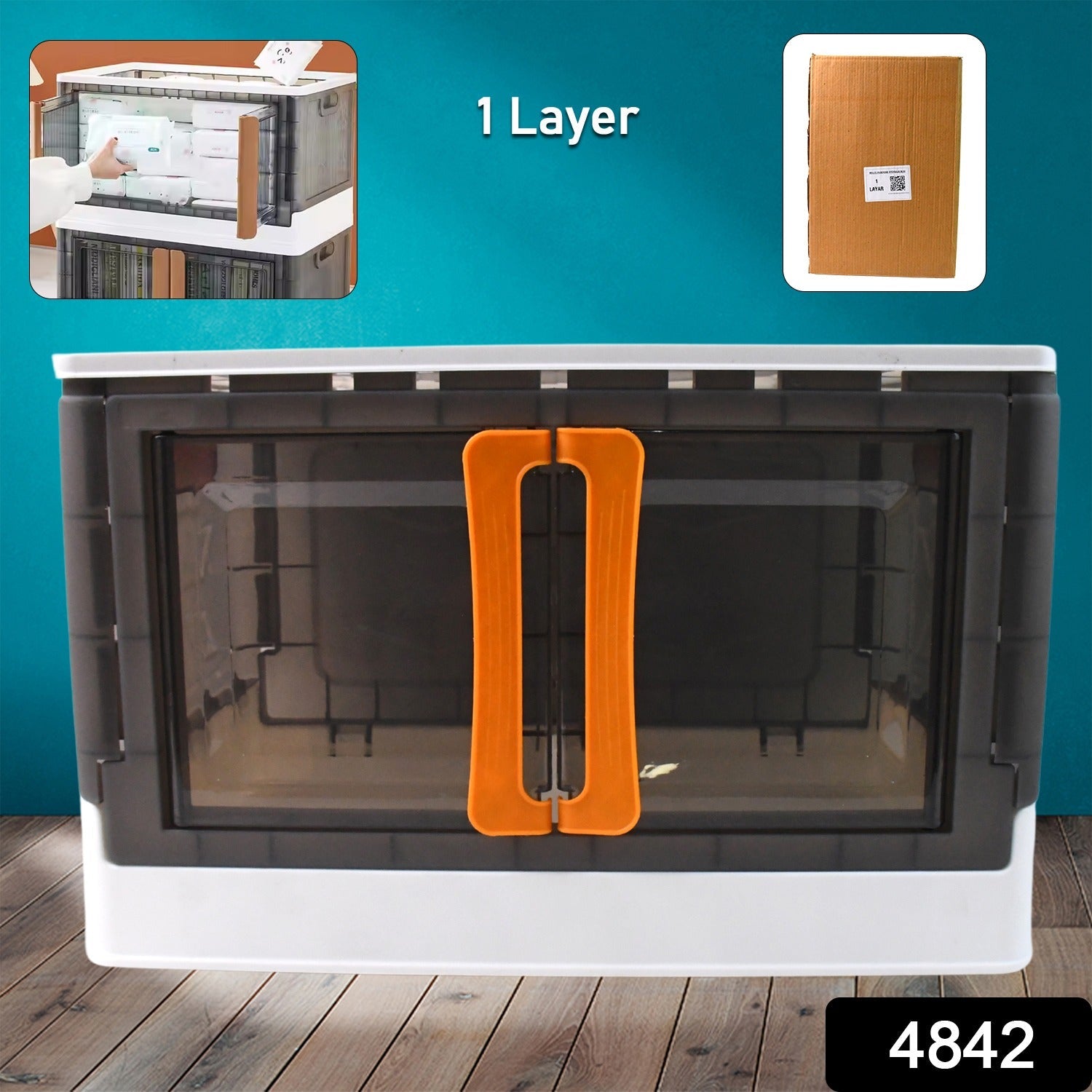 Collapsible plastic wardrobe storage organizer folded flat for compact storage